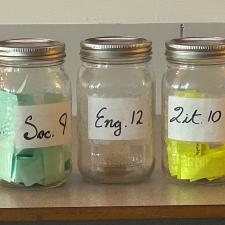 Picture of 3 jars with classroom labels.